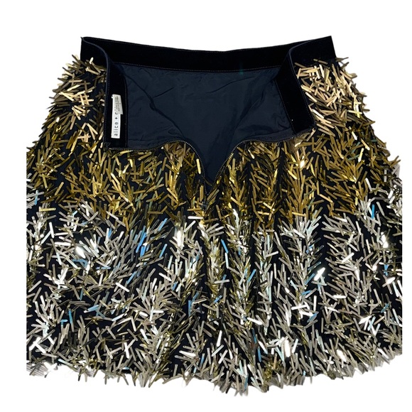 Alice + Olivia Cina Embellished Glitter Tassel Mini Skirt Size 6 - Picture 11 of 14